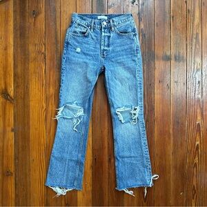 Anine Bing highrise bootleg knee hole jeans with distressed details